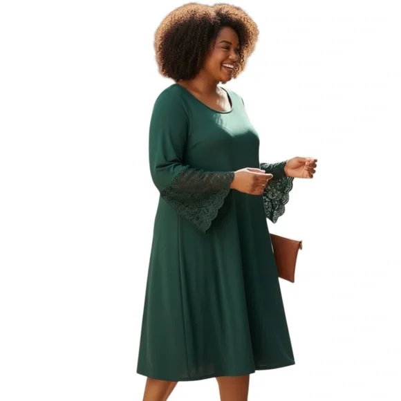 Nanette Lepore Dress Lace Sleeve Evergreen 22W - Picture 8 of 8